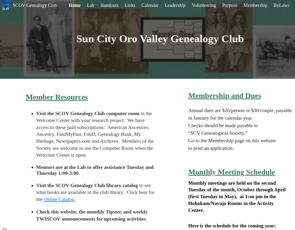 SCOV Genealogy Club